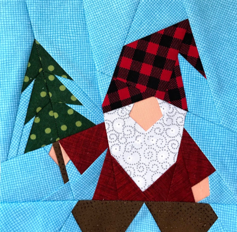 GNOME FOR CHRISTMAS Tree Skirt Paper Pieced Pattern in pdf image 5