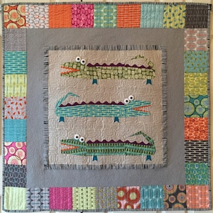 Later Alligator Paper Piecing Quilt and Pillow Pattern in PDF