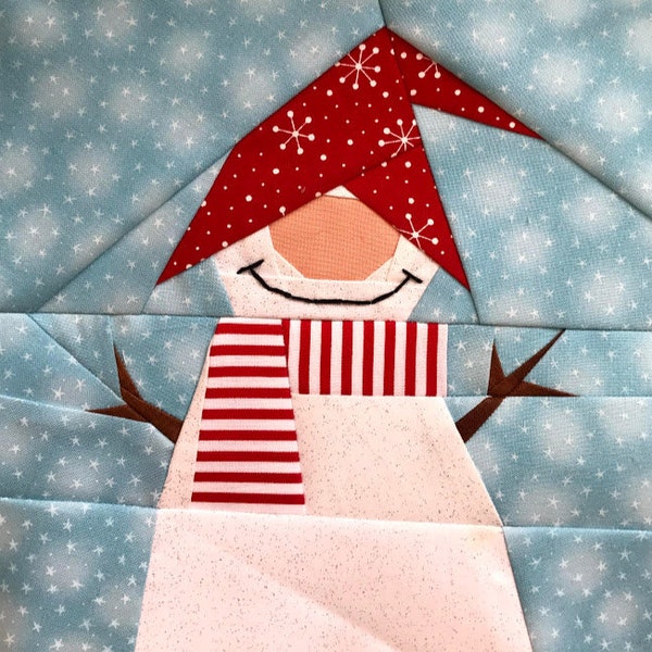 SNOWMAN GNOME Paper Pieced Block Pattern in PDF