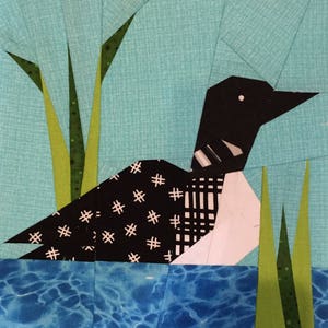 Loon On The Lake Paper Pieced Block Pattern in PDF