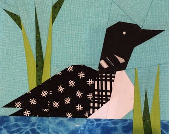 Loon On The Lake Paper Pieced Block Pattern in PDF