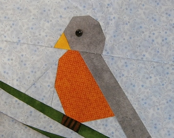 Robin Paper Pieced Block Pattern in PDF
