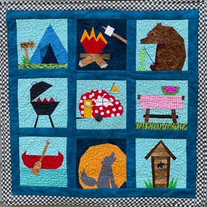 Set of 9 CAMPING BLOCKS, Paper Pieced Block Patterns in PDF