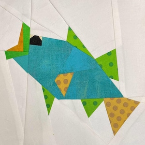 BASS FISH BLOCK Paper Pieced Pattern in pdf, Instant Download, Paper Piecing Pattern, Fish Block, Bass Pattern, Made By Marney