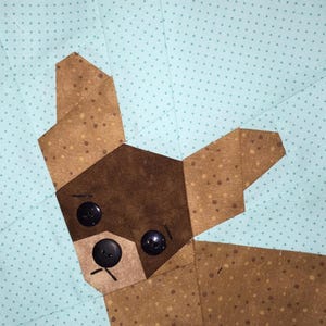 Chihuahua Paper Pieced Block Pattern in PDF, Dog Quilt, Foundation Piecing, Made By Marney