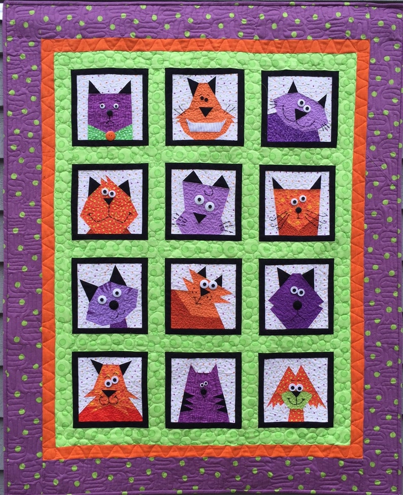 Crazy Cats Paper Pieced Quilt Pattern in PDF Etsy