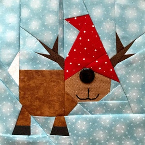 REINDEER GNOME Paper Pieced Block Pattern in PDF