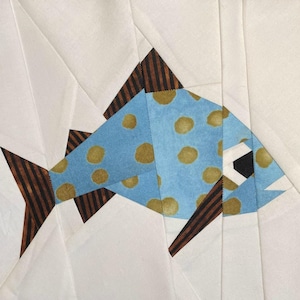 GRAYLING FISH BLOCK Paper Pieced Pattern in pdf, Instant Download, Paper Piecing, Foundation Piecing, Fish Quilt Block Pattern, Fish Pattern