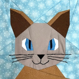 SIAMESE KITTEN Paper Pieced Block Pattern in PDF