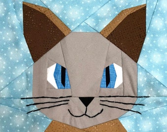 SIAMESE KITTEN Paper Pieced Block Pattern in PDF