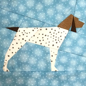 POINTER Paper Piece Blocks Pattern in PDF, Instant Download, Dog Blocks, Paper Pieced Dog, Pointer with Tail Up, Quilt Block, Made By Marney