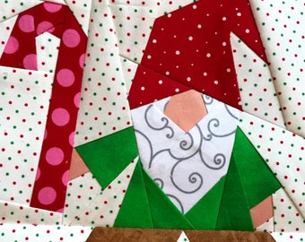 GNOME With CANDY CANE Paper Pieced Block Pattern in pdf