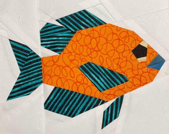 Blue Gill Fish Quilt Block Paper Piecing Pattern (PDF Download)