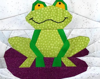 FROG On LILY PAD Paper Pieced Block Pattern in pdf