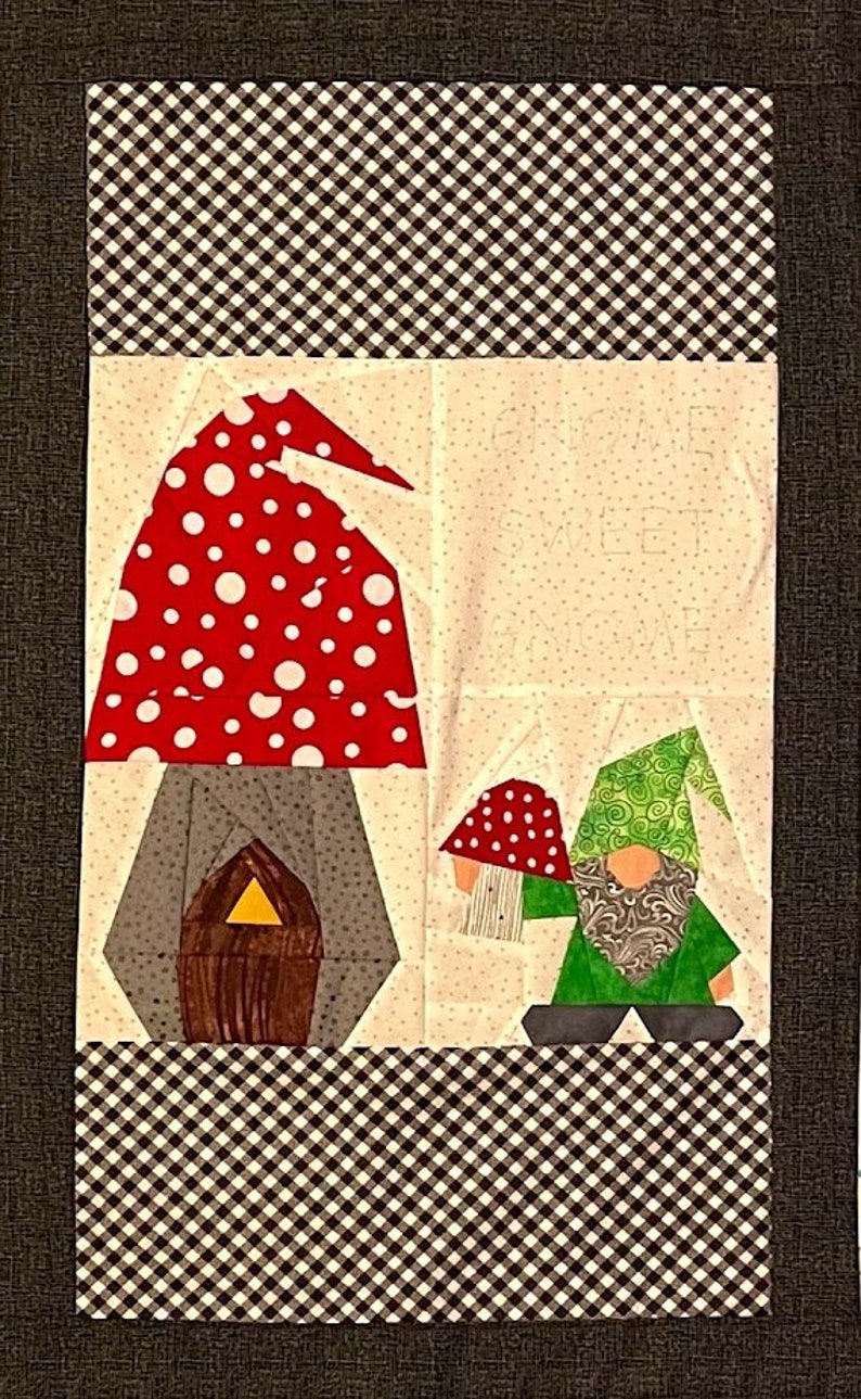 GNOME QUILT Paper Pieced Pattern in PDF Block of the Month Etsy