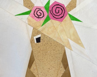 Horse with Flowers Paper Pieced Quilt Block Pattern (PDF)