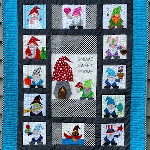 GNOME QUILT Paper Pieced Pattern in PDF, Block of the Month