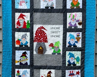 GNOME QUILT Paper Pieced Pattern in PDF, Block of the Month