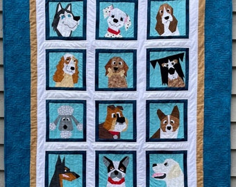 DOG LOVER QUILT Paper Pieced Pattern in pdf, Instant Download, Dog Quilt, Paper Piece, Foundation Pieced, Dog Blocks, Made By Marney