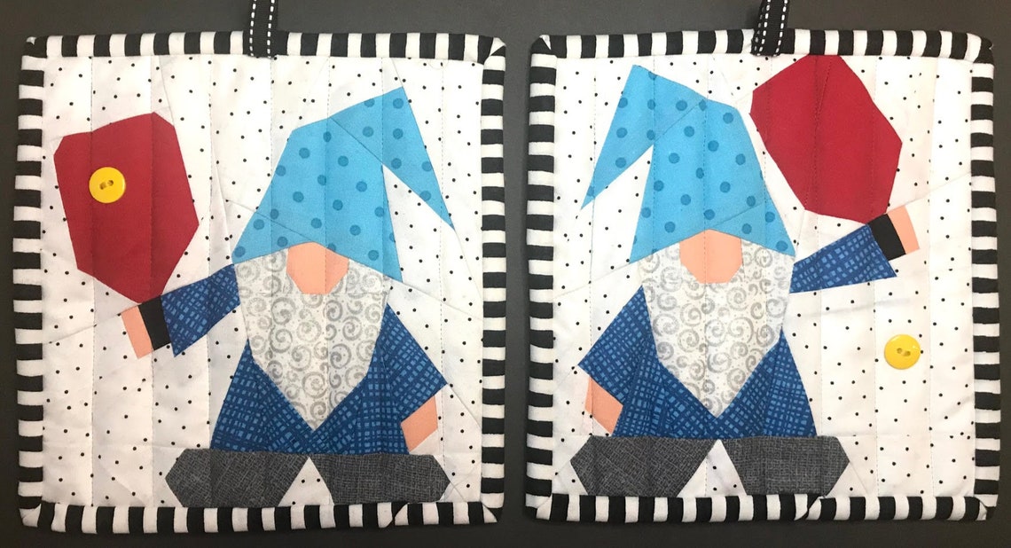 PICKLEBALL GNOME POTHOLDERS Paper Pieced Patterns in Pdf Etsy