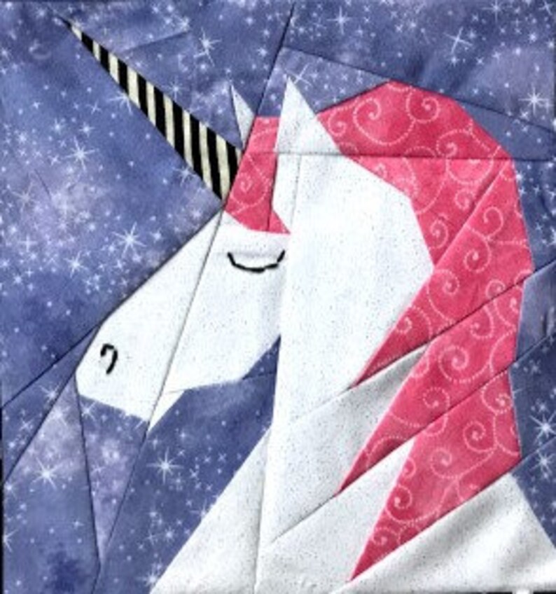 UNICORN PILLOWCASE Paper Pieced Pattern in PDF Etsy