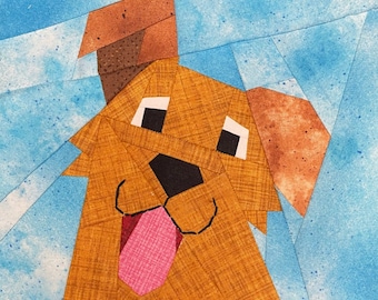 Golden Retriever Quilt Block Pattern: Happy Dog Paper Piecing (PDF)