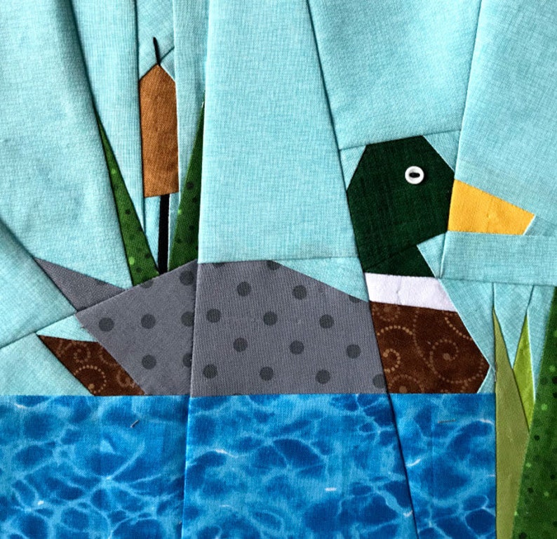 Mallard On The Lake Paper Piecing Pattern in PDF image 1