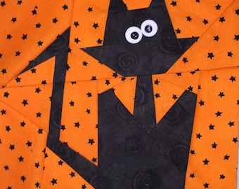 FRAIDY CAT Paper Pieced Block Pattern in PDF, Instant Download, Made By Marney