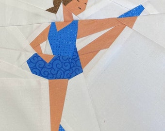 BALLERINA I BLOCK, Paper Pieced Pattern, Paper Piecing Ballerina, Dancer, Quilt Block, Foundation Piecing, Made By Marney