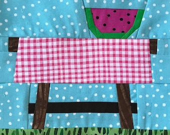 PICNIC TABLE Paper Piece Block Pattern in PDF