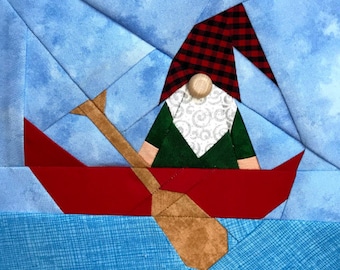 GNOME IN CANOE Paper Pieced Block Pattern in pdf