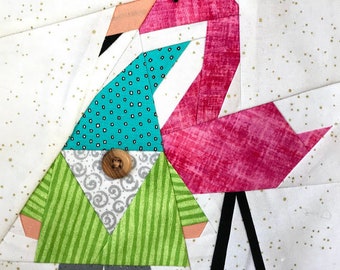 GNOME and FLAMINGO Paper Pieced Block Pattern in PDF