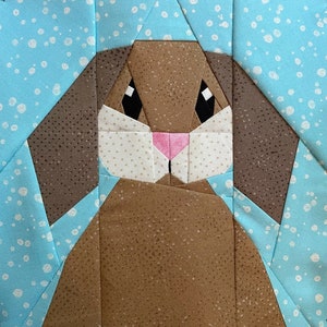 LOP BUNNY Paper Pieced Block Pattern in PDF, Instant Download, Made By Marney Pattern, Bunny Block, Paper Pieced Bunny