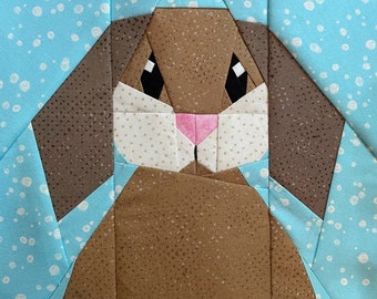 LOP BUNNY Paper Pieced Block Pattern in PDF, Instant Download, Made By Marney Pattern, Bunny Block, Paper Pieced Bunny