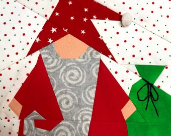 SANTA GNOME Paper Pieced Block Pattern in PDF