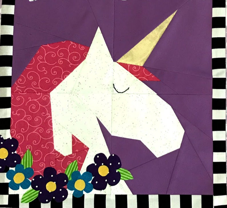 Unicorn Quilt Paper Pieced Pattern in PDF Etsy
