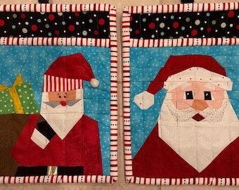 SANTA CLAUS Double POTHOLDER Paper Pieced Patterns in pdf, Instant Download, Made By Marney