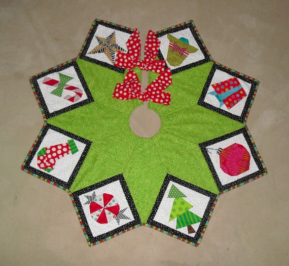 Christmas Tree Skirt Sampler Paper Pieced Pattern in PDF