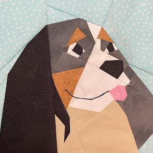 CAVALIER #2 BLOCK PATTERN, Paper Pieced Block Pattern, Instant Download, Pdf, King Cavalier Dog, Foundation Piecing, Quilt Block