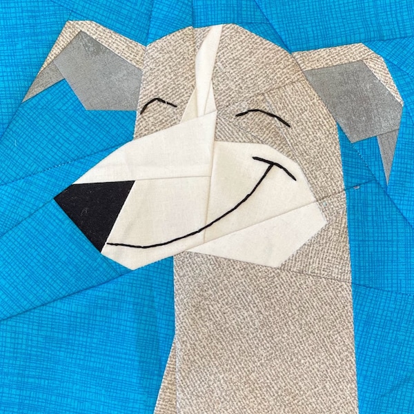 ITALIAN GREYHOUND #4 Paper Pieced Block Pattern in PDF, Quilt Block, Dog Block, Paper Pieced Dog, Paper Pieced Italian Greyhound, Greyhound