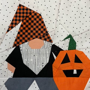 GNOME with JACK O'LANTERN Paper Pieced Block Pattern in pdf