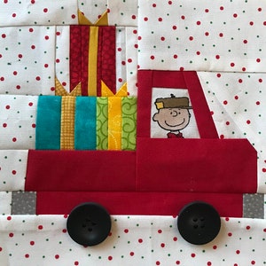 RED TRUCK With Presents Paper Pieced Block Pattern in PDF