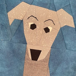 ITALIAN GREYHOUND #3 Paper Pieced Block Pattern in PDF, Quilt Block, Dog Block, Paper Pieced Dog, Paper Pieced Italian Greyhound, Greyhound