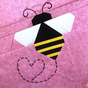 BEE MINE Paper Pieced Block Pattern in PDF, Instant Download, Bee Quilt Block Pattern, Foundation Piecing, Bumble Bee, Bee Pattern