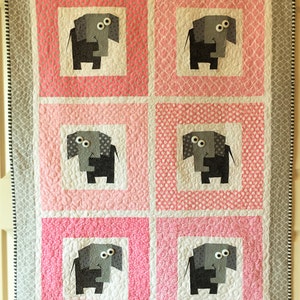 Enough Elephants Paper Pieced Quilt/Pillow Pattern in PDF