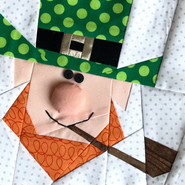 LUCKY LEPRECHAUN Paper Pieced Block Pattern in PDF