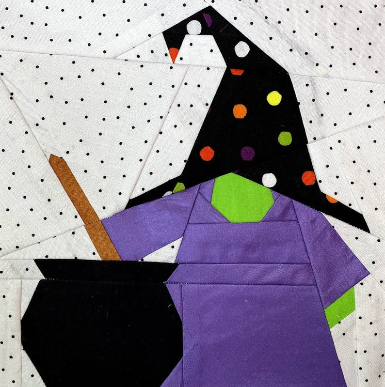 WITCH'S BREW GNOME Paper Pieced Block Pattern in pdf image 1