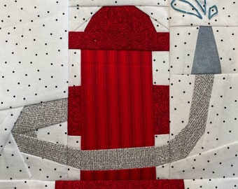 FIRE HYDRANT Paper Pieced Block Pattern in PDF, Instant Download, Quilt Block, Fireman Quilt Block