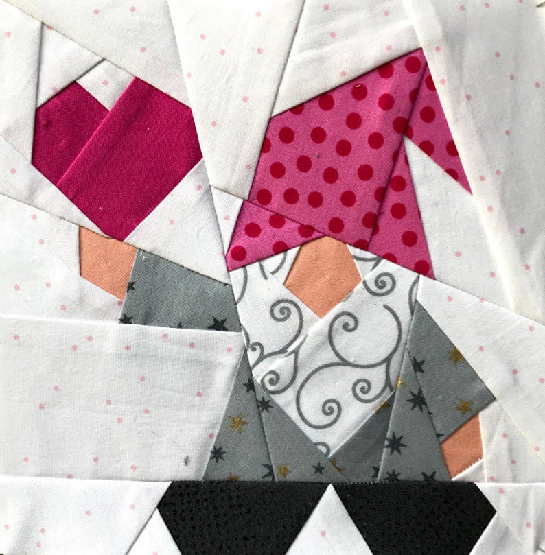 GNOME WITH HEART Paper Pieced Block Pattern in pdf image 1