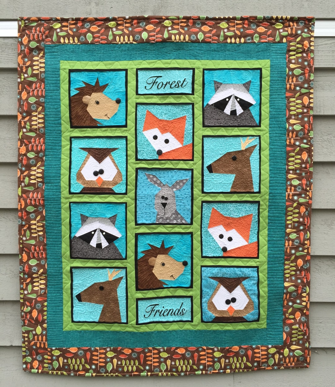 Forest Friends Quilt Pattern: Paper Pieced Woodland Animals (PDF